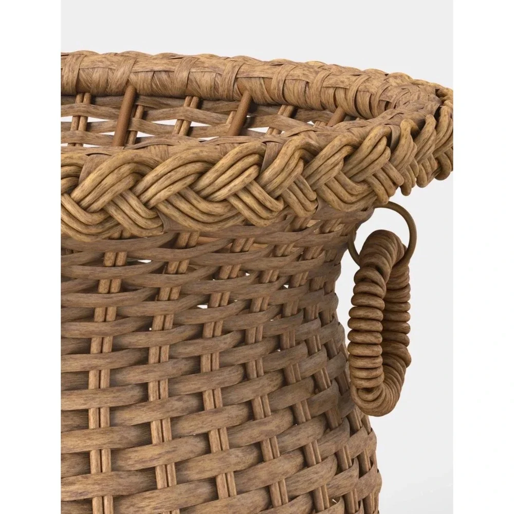 Threshold Studio McGee Woven Urn Planter Brown Wicker Outdoor Indoor 14in